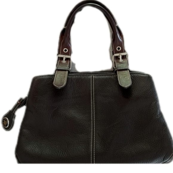 Dooney & Bourke Handbags - DOONEY & BOURKE All Weather Pebbled Leather Satchel in Dark Chocolate Brown